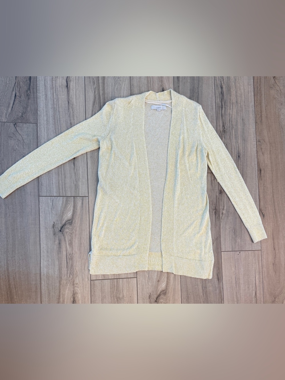 LOFT Gold Metallic Knit Open Front Cardigan Sweate Size XS